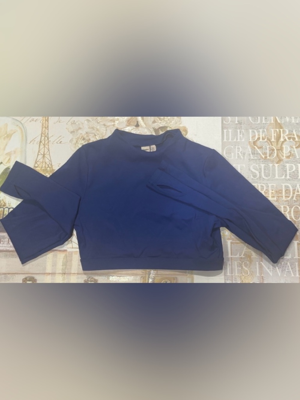 SEFI Navy Boxy Cropped Top